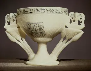 Drinking cup in the form of a half-opened lotus flower, found at the entrance to the tomb Drinking cup in the form of a half-opened lotus flower, found at the entrance to the tomb