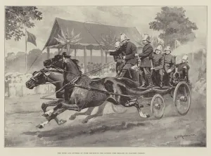 The Duke and Duchess of York reviewing the London Fire Brigade on Clapham Common (litho) The Duke and Duchess of York reviewing the London Fire Brigade on Clapham Common (litho)