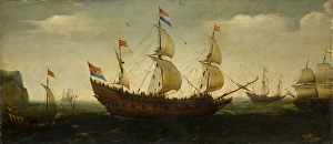 Dutch Three-Masted and Other Ships Offshore (oil on wood) Dutch Three-Masted and Other Ships Offshore (oil on wood)