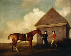 Eclipse, a Dark Chestnut Racehorse held by a Groom, with a Jockey Eclipse, a Dark Chestnut Racehorse held by a Groom, with a Jockey
