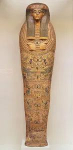 Egyptian coffin of an unnamed person decorated with ritual scenes, c.1050 BC (wood) Egyptian coffin of an unnamed person decorated with ritual scenes, c.1050 BC (wood)