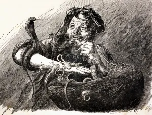 An Egyptian Dervish in the 19th century, eating scorpions. From El Mundo Ilustrado An Egyptian Dervish in the 19th century, eating scorpions. From El Mundo Ilustrado