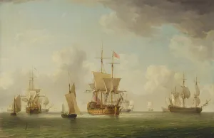 English Ships Under Sail in a Very Light Breeze (oil on canvas) English Ships Under Sail in a Very Light Breeze (oil on canvas)
