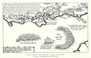 The English and Spanish fleets in action (engraving) The English and Spanish fleets in action (engraving)