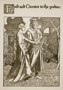 Enid and Geraint in the Garden, illustration from The Story of the Grail Enid and Geraint in the Garden, illustration from The Story of the Grail