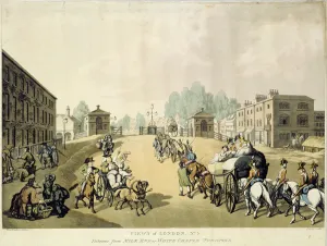 Entrance from Mile End or Whitechapel Turnpike (colour litho) Entrance from Mile End or Whitechapel Turnpike (colour litho)