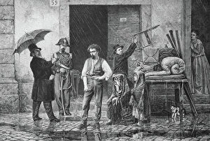 Annuity Collection: Eviction of a family who can no longer pay their rent and is now standing in the rain, Rome, 1880