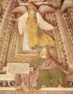 Ezekiel and the Angel holding the chalice of the Passion of Christ, from the cupola Ezekiel and the Angel holding the chalice of the Passion of Christ, from the cupola