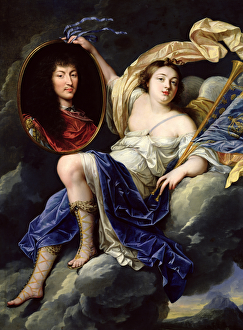 Fame Presenting a Portrait of Louis XIV (1638-1715) to France (oil on canvas) Fame Presenting a Portrait of Louis XIV (1638-1715) to France (oil on canvas)