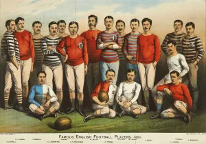 Famous English football players of 1881, from Boy's Own (colour litho) Famous English football players of 1881, from Boy's Own (colour litho)