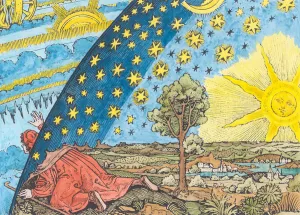 Fantastic Depiction of the Solar System (woodcut) (later colouration) Fantastic Depiction of the Solar System (woodcut) (later colouration)