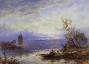 A Ferry at Sunset, (watercolour with touches of white heightening) A Ferry at Sunset, (watercolour with touches of white heightening)
