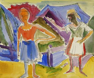 Two Figures; Zwei Gestalten, (watercolour over charcoal) Two Figures; Zwei Gestalten, (watercolour over charcoal)
