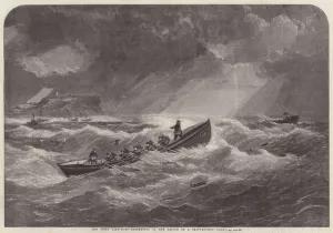 The Filey Life-Boat proceeding to the Rescue of a Shipwrecked Crew (engraving) The Filey Life-Boat proceeding to the Rescue of a Shipwrecked Crew (engraving)