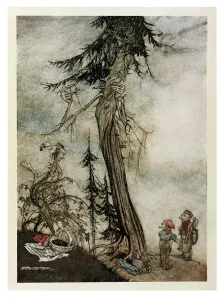 The Fir-Tree and the Bramble, illustration from Aesop's Fables The Fir-Tree and the Bramble, illustration from Aesop's Fables
