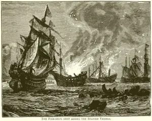 The Fire-Ship sent among the Spanish Vessels (engraving) The Fire-Ship sent among the Spanish Vessels (engraving)