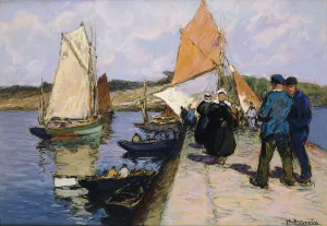 Fisherfolk on a Quayside, (charcoal and pastel) Fisherfolk on a Quayside, (charcoal and pastel)