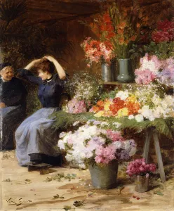 Flower Power; Marchande de Fleurs, (oil on canvas) Flower Power; Marchande de Fleurs, (oil on canvas)