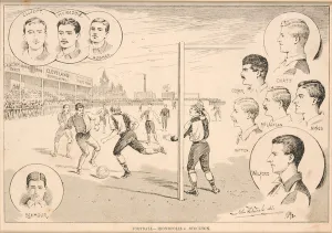 Football - Ironopolis v. Stockton, 1892 (woodcut) Football - Ironopolis v. Stockton, 1892 (woodcut)