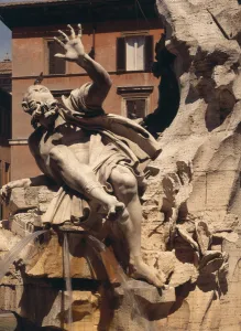 The Fountain of the Four Rivers, detail of figure representing the river Plate The Fountain of the Four Rivers, detail of figure representing the river Plate