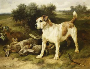 A Fox Terrier with the Day's Bag, 1888 (oil on canvas) A Fox Terrier with the Day's Bag, 1888 (oil on canvas)
