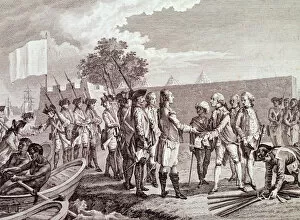 Saint-Louis Collection: French army landing in Saint-Louis of Senegal, 1779 (Engraving, 19th century)