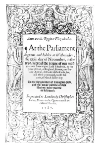 Frontispiece to an account of the Parliament of Queen Elizabeth held between 23 November Frontispiece to an account of the Parliament of Queen Elizabeth held between 23 November