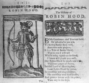 Frontispiece and opening lines to The History of Robin Hood (woodcut) Frontispiece and opening lines to The History of Robin Hood (woodcut)