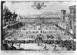 The Garden at the Palais de Nancy, dedicated to the Duchess of Lorraine, 1624 (engraving) The Garden at the Palais de Nancy, dedicated to the Duchess of Lorraine, 1624 (engraving)
