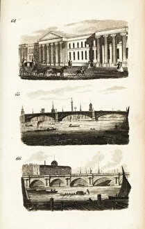 Ann And Jane Taylor Collection: The General Post-Office, Southwark Bridge and Waterloo Bridge