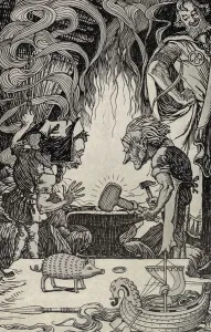 The Third Gift an Enormous Hammer, illustration from Myths from Many Lands The Third Gift an Enormous Hammer, illustration from Myths from Many Lands