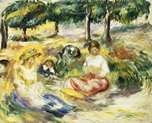 Three Girls Sitting on the Grass; Trois Jeunes Filles Assises sur l'Herbe Three Girls Sitting on the Grass; Trois Jeunes Filles Assises sur l'Herbe