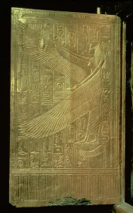 The goddess Isis from the inside of one of the double doors of the third gilded shrine The goddess Isis from the inside of one of the double doors of the third gilded shrine
