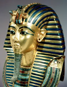 The gold funerary mask, from the tomb of Tutankhamun (c The gold funerary mask, from the tomb of Tutankhamun (c