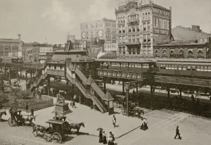 Greeley Square, seen from Broadway and 34th St., New York City, 1898 (litho) Greeley Square, seen from Broadway and 34th St., New York City, 1898 (litho)
