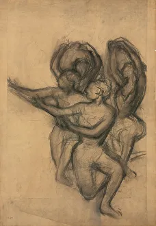 Group of Dancers; Groupe de Danseuses, c.1895-1900 (charcoal on joined paper laid down Group of Dancers; Groupe de Danseuses, c.1895-1900 (charcoal on joined paper laid down