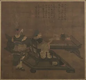 Guan Yu and Zhou Cang (ink and colour on silk) Guan Yu and Zhou Cang (ink and colour on silk)