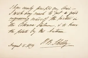 Handwriting and signature of Percy Bysshe Shelley, 1819 (pen & ink on paper) Handwriting and signature of Percy Bysshe Shelley, 1819 (pen & ink on paper)