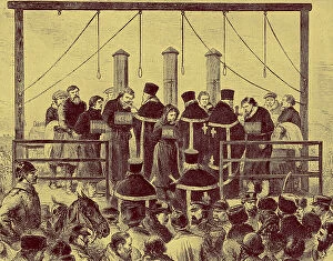 Still life artwork Collection: Hanging of anarchists in Russia, 1878 (print)