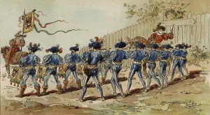Hanseatic fifers and drummers, Spanish Netherlands, 16th Century (colour litho) Hanseatic fifers and drummers, Spanish Netherlands, 16th Century (colour litho)