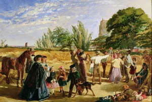 A Harvest scene in Norfolk: sketch for Hello Largesse, 1861 (oil on board) A Harvest scene in Norfolk: sketch for Hello Largesse, 1861 (oil on board)