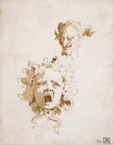 The Head of Medusa, and the Head of a Satyr, (black chalk, pen and brown ink The Head of Medusa, and the Head of a Satyr, (black chalk, pen and brown ink