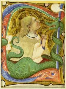 Historiated initial C'? depicting St. Margaret (vellum) Historiated initial C'? depicting St. Margaret (vellum)