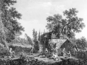 The Hop Pickers, etched by Francis Vivares, 1760 (etching) The Hop Pickers, etched by Francis Vivares, 1760 (etching)