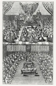 Houses of Parliament in 1640 (engraving) (b/w photo) Houses of Parliament in 1640 (engraving) (b/w photo)