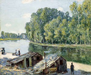 Huts along the Canal du Loing, effect of sunlight, 1896 (oil on canvas) Huts along the Canal du Loing, effect of sunlight, 1896 (oil on canvas)