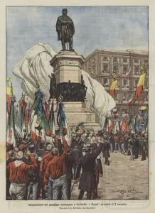 Inauguration of the magnificent monument to Garibaldi, in Naples, took place on the 7th current (colour litho) Inauguration of the magnificent monument to Garibaldi, in Naples, took place on the 7th current (colour litho)