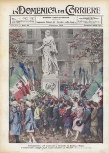 The inauguration of the monument to Edmondo De Amicis, in Turin (colour litho) The inauguration of the monument to Edmondo De Amicis, in Turin (colour litho)
