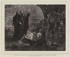 Introduction of Christianity into Britain, Christian Missionaries interrupting a Human Introduction of Christianity into Britain, Christian Missionaries interrupting a Human
