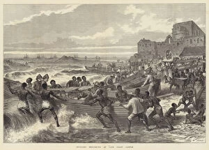 Cape Coast Collection: Invalids embarking at Cape Coast Castle (engraving)